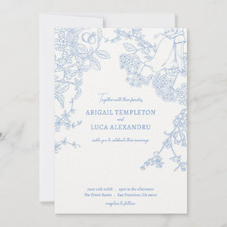 Blue Chinoiserie Toile de Jouy Uitnodiging voor he