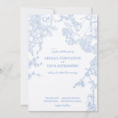 Blue Chinoiserie Toile de Jouy Uitnodiging voor he (Voorkant)