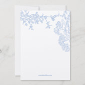 Blue Chinoiserie Toile de Jouy Uitnodiging voor he (Achterkant)