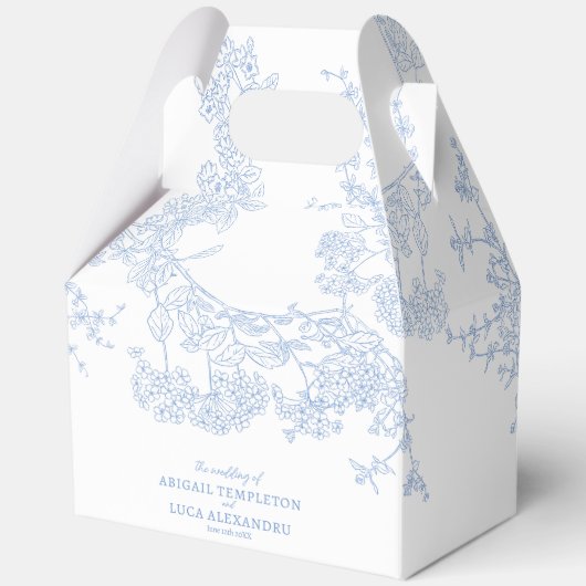 Blue Chinoiserie Toile de Jouy Wedding Bedankdoosjes (Voorkant)