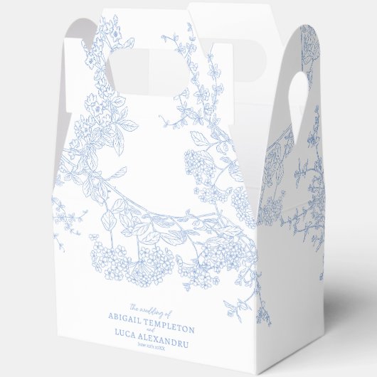 Blue Chinoiserie Toile de Jouy Wedding Bedankdoosjes (Open)