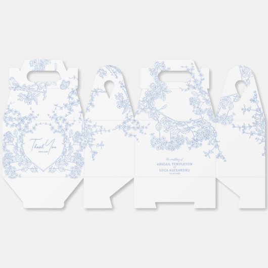 Blue Chinoiserie Toile de Jouy Wedding Bedankdoosjes (Ongevouwen)