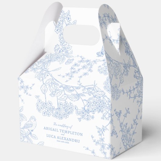 Blue Chinoiserie Toile de Jouy Wedding Bedankdoosjes (Voorkant)