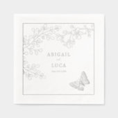 Blue Chinoiserie Toile de Jouy Wedding Folie Servetten (Voorkant)