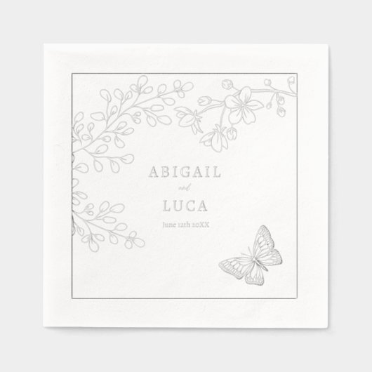 Blue Chinoiserie Toile de Jouy Wedding Folie Servetten (Voorkant)