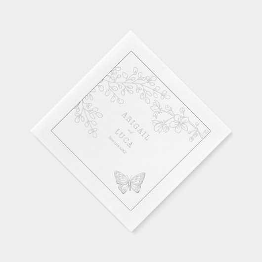 Blue Chinoiserie Toile de Jouy Wedding Folie Servetten (Rechts)