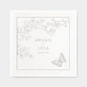 Blue Chinoiserie Toile de Jouy Wedding Folie Servetten (Voorkant)