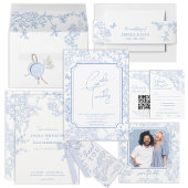 Blue Chinoiserie Toile de Jouy Wedding Kaart