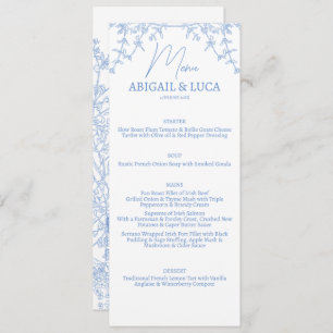 Blue Chinoiserie Toile de Jouy Wedding Menu