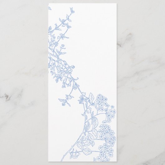 Blue Chinoiserie Toile de Jouy Wedding Menu (Achterkant)