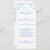 Blue Chinoiserie Toile de Jouy Wedding Menu (Voorkant / Achterkant)