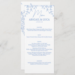 Blue Chinoiserie Toile de Jouy Wedding Menu