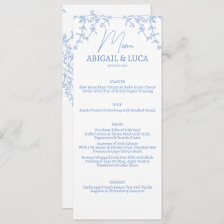 Blue Chinoiserie Toile de Jouy Wedding Menu