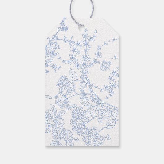 Blue Chinoiserie Toile de Jouy Wedding Programma Cadeaulabel (Achterkant)