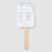 Blue Chinoiserie Toile de Jouy Wedding Programma Handwaaier (Achterkant)