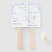 Blue Chinoiserie Toile de Jouy Wedding Programma Handwaaier (Voorkant en achterkant)