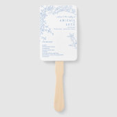 Blue Chinoiserie Toile de Jouy Wedding Programma Handwaaier (Voorkant)