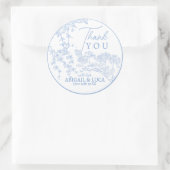 Blue Chinoiserie Toile de Jouy Wedding Programma Ronde Sticker (Tas)