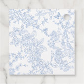 Blue Chinoiserie Toile de Jouy Wedding Save Datum Bedankjes Labels (Achterkant)