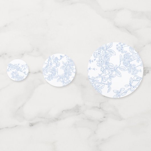 Blue Chinoiserie Toile de Jouy Wedding Save Datum Confetti (Achterkanten)