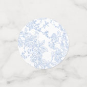 Blue Chinoiserie Toile de Jouy Wedding Save Datum Confetti (Kleine voorkant)