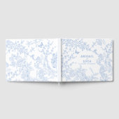 Blue Chinoiserie Toile de Jouy Wedding Save Datum Gastenboek (Volledig)