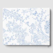 Blue Chinoiserie Toile de Jouy Wedding Save Datum Gastenboek (Achterkant)