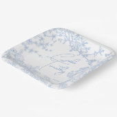 Blue Chinoiserie Toile de Jouy Wedding Save Datum Papieren Bordje (Gebogen)