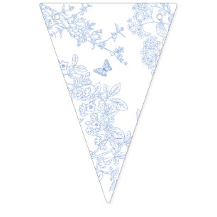 Blue Chinoiserie Toile de Jouy Wedding Save Datum Vlaggetjes