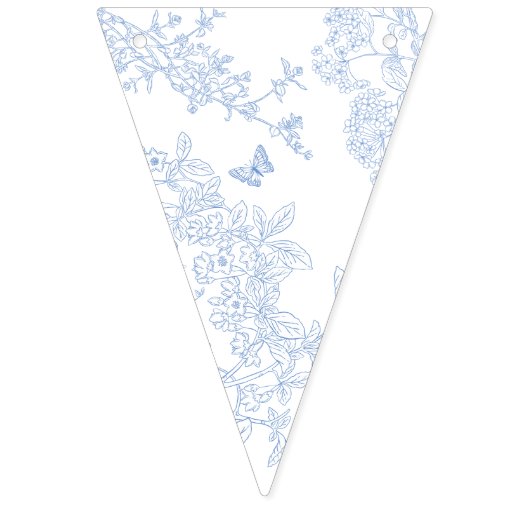Blue Chinoiserie Toile de Jouy Wedding Save Datum Vlaggetjes (Tweede vlag)