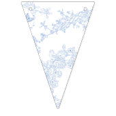 Blue Chinoiserie Toile de Jouy Wedding Save Datum Vlaggetjes (Eerste vlag)