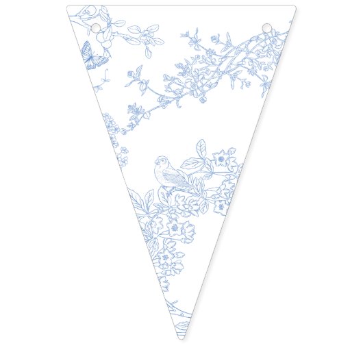 Blue Chinoiserie Toile de Jouy Wedding Save Datum Vlaggetjes (Eerste vlag)