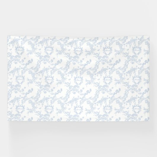 Blue Chinoiserie Toile de Jouy Wedding Spandoek (Horizontaal)