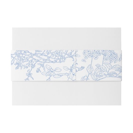Blue Chinoiserie Toile de Jouy Wedding Uitnodigingen Wikkel (Achterkant Voorbeeld)