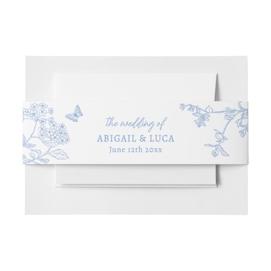 Blue Chinoiserie Toile de Jouy Wedding Uitnodigingen Wikkel (Voorkant Voorbeeld)