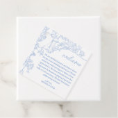 Blue Chinoiserie Toile de Jouy Wedding Welkom Bedankjes Labels (In situ)
