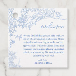 Blue Chinoiserie Toile de Jouy Wedding Welkom Bedankjes Labels