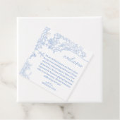 Blue Chinoiserie Toile de Jouy Wedding Welkom Bedankjes Labels (In situ)