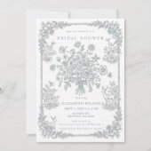 Blue Chinoiserie Toile Floral Bridal Shower Kaart (Voorkant)