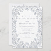 Blue Chinoiserie Toile Floral Bridal Shower Kaart (Voorkant)