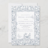 Blue Chinoiserie Toile Floral Bridal Shower Kaart (Voorkant)