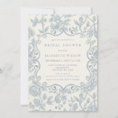 Blue Chinoiserie Toile Floral Bridal Shower Kaart (Voorkant)