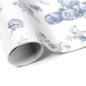 Blue Chinoiserie Toile Floral Pastoral French Cadeaupapier (Rol Hoek)