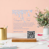 Blue Chinoiserie Toile Honeymoon Fund Wishing Well Acryl Bord (Huwelijk)