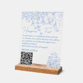 Blue Chinoiserie Toile Honeymoon Fund Wishing Well Acryl Bord (Hoek)