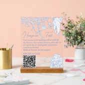 Blue Chinoiserie Toile Honeymoon Fund Wishing Well Acryl Bord (Huwelijk)