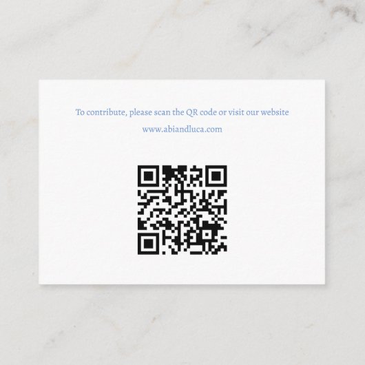 Blue Chinoiserie Toile Honeymoon Fund Wishing Well Informatiekaartje (Achterkant)