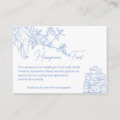 Blue Chinoiserie Toile Honeymoon Fund Wishing Well Informatiekaartje (Voorkant)