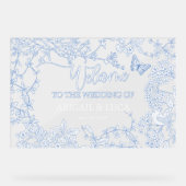 Blue Chinoiserie Toile Jouy Wedding Welkomstbord Acryl Bord (Voorkant)