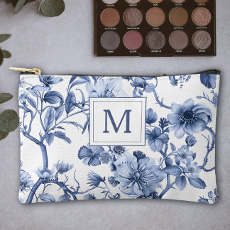 Blue Chinoiserie Toile Pattern Monogram Etui